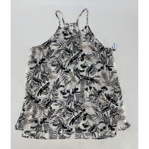 NWT Old Navy Hawaiian Blouse White Sleeveless Racerback Top Sz Small Lightweight